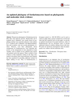 An Updated Phylogeny of Sordariomycetes Based on Phylogenetic and Molecular Clock Evidence