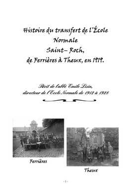 Histoire Du Transfert De L'école Normale Saint