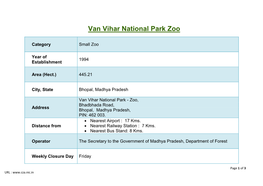 Van Vihar National Park Zoo