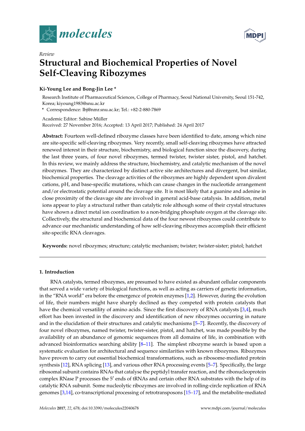 Structural and Biochemical Properties of Novel Self-Cleaving Ribozymes