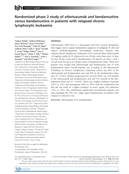 Bendamustine in Patients with Relapsed Chronic Lymphocytic Leukaemia