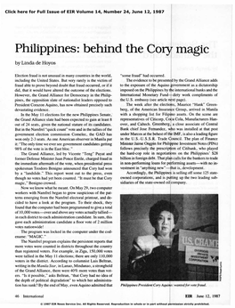 Philippines: Behind the Cory Magic