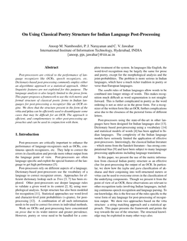 On Using Classical Poetry Structure for Indian Language Post-Processing