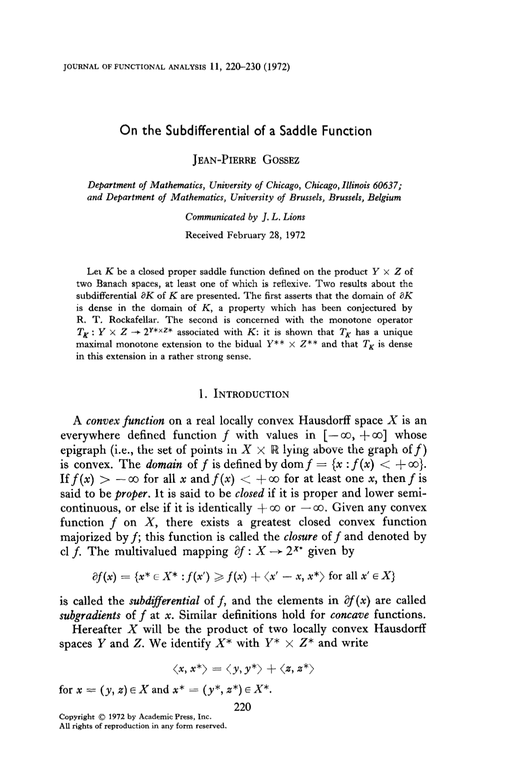 Is Convex. the Domain of F Is Defined by Dom F