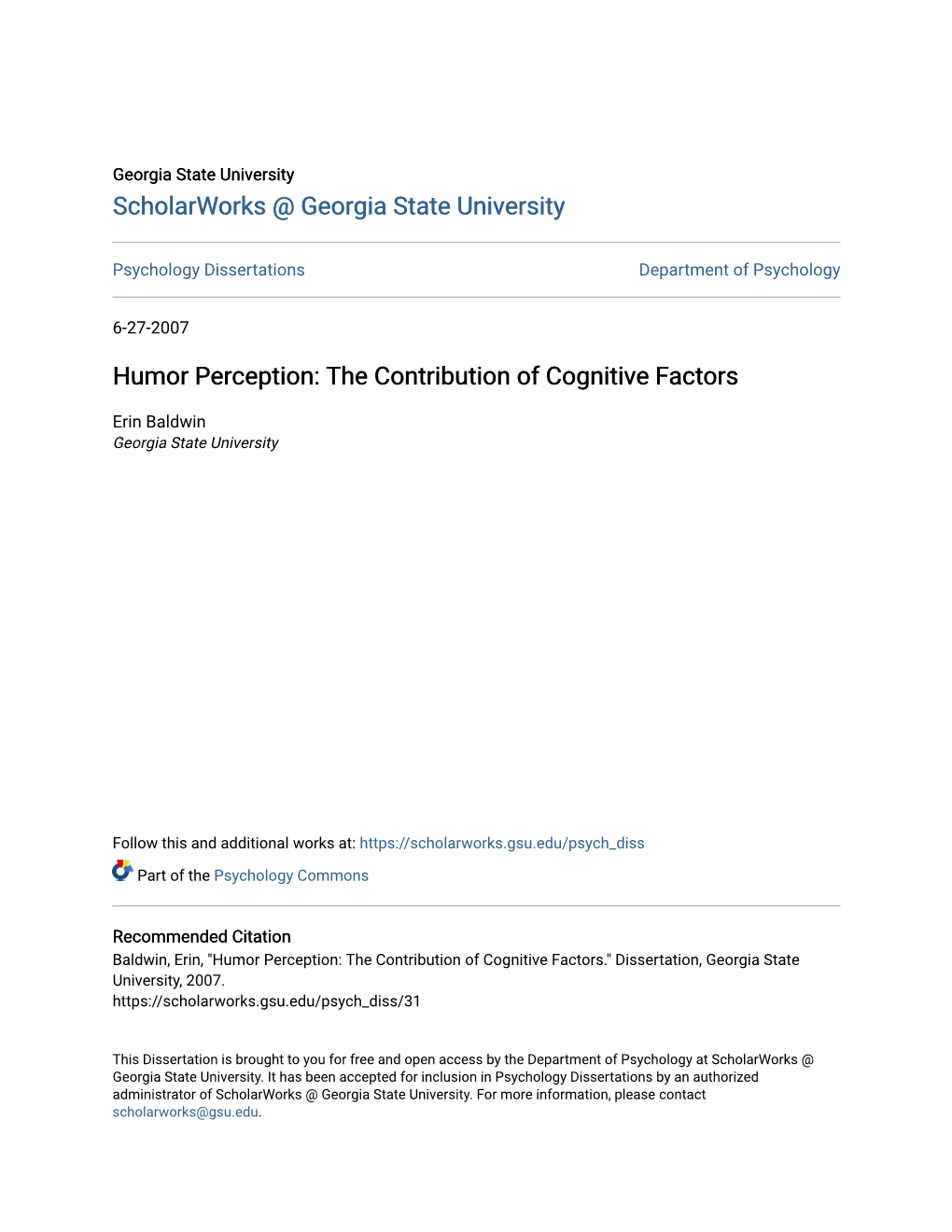 Humor Perception: the Contribution of Cognitive Factors