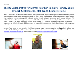 The DC Collaborative for Mental Health in Pediatric Primary Care's