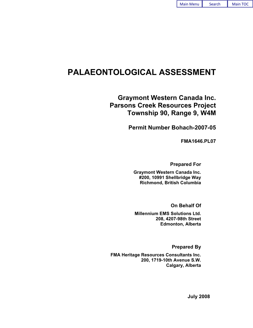 Palaeontological Impact Assessment