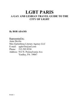 Lgbt Paris a Gay and Lesbian Travel Guide to the City of Light