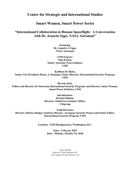 Center for Strategic and International Studies Smart Women, Smart Power Series