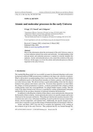 Atomic and Molecular Processes in the Early Universe