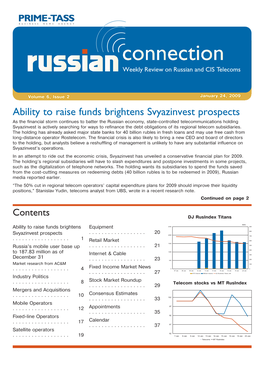 Ability to Raise Funds Brightens Svyazinvest Prospects