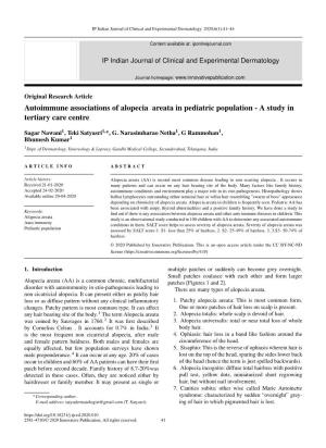 Autoimmune Associations of Alopecia Areata in Pediatric Population - a Study in Tertiary Care Centre