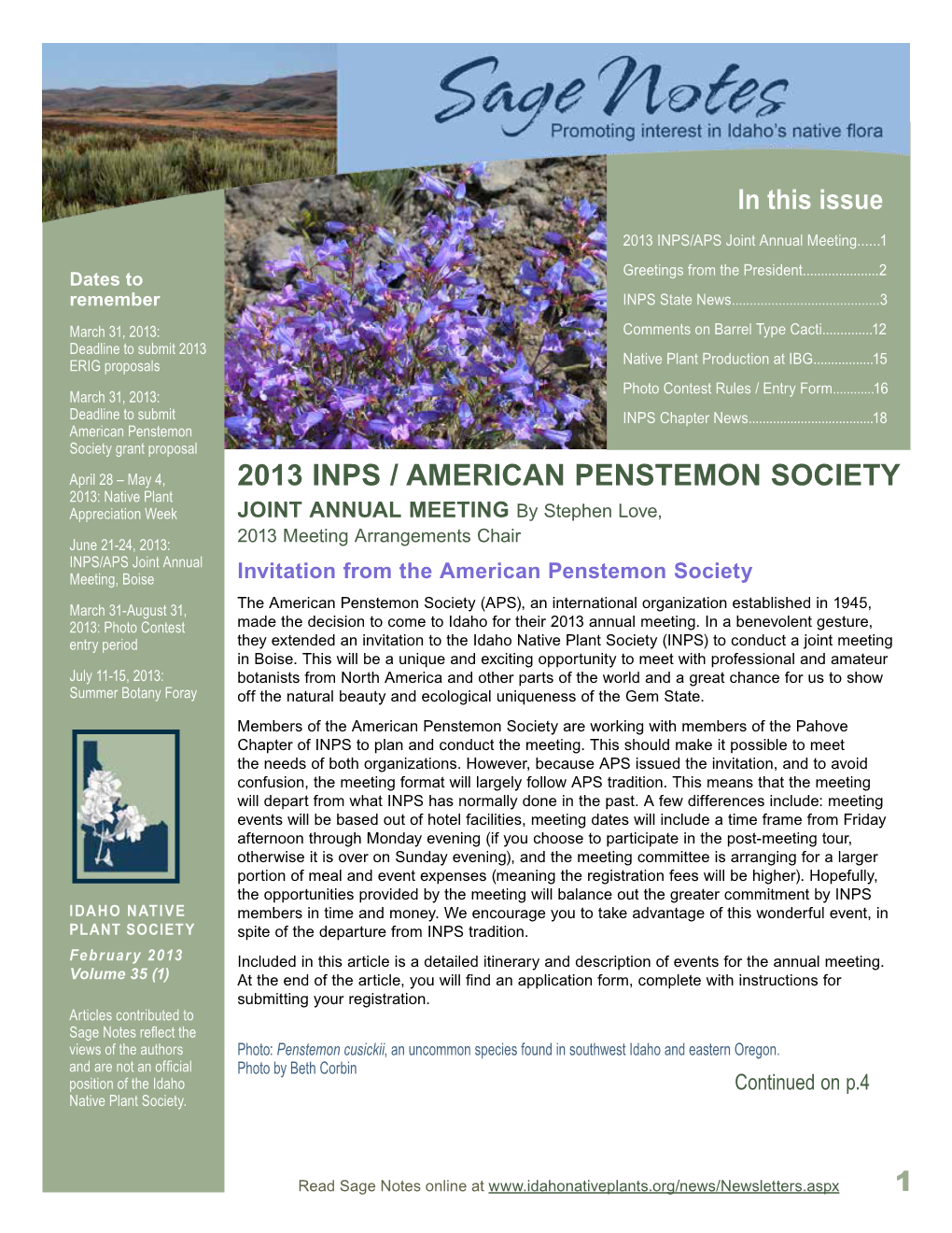 2013 Inps / American Penstemon Society