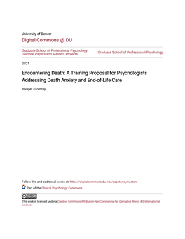 Encountering Death: a Training Proposal for Psychologists Addressing Death Anxiety and End-Of-Life Care