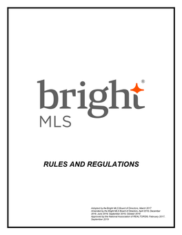 Bright MLS Rules & Regulations