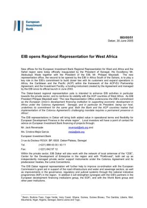 EIB Opens Regional Representation for West Africa
