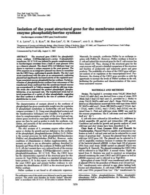 Enzyme Phosphatidylserine Synthase (Saccharomyces Cerevisae/Chol Gene/Transformation) V