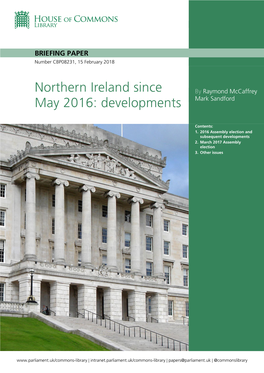 Northern Ireland Since May 2016: Developments