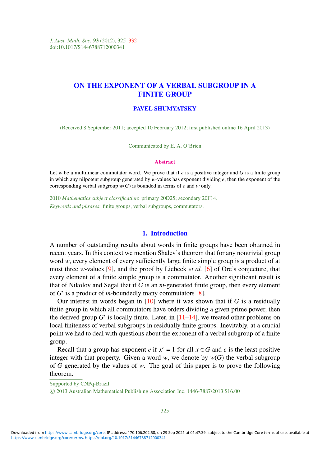 On the Exponent of a Verbal Subgroup in a Finite Group