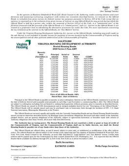 Rental Housing Bonds 2020 Series I-Non-AMT