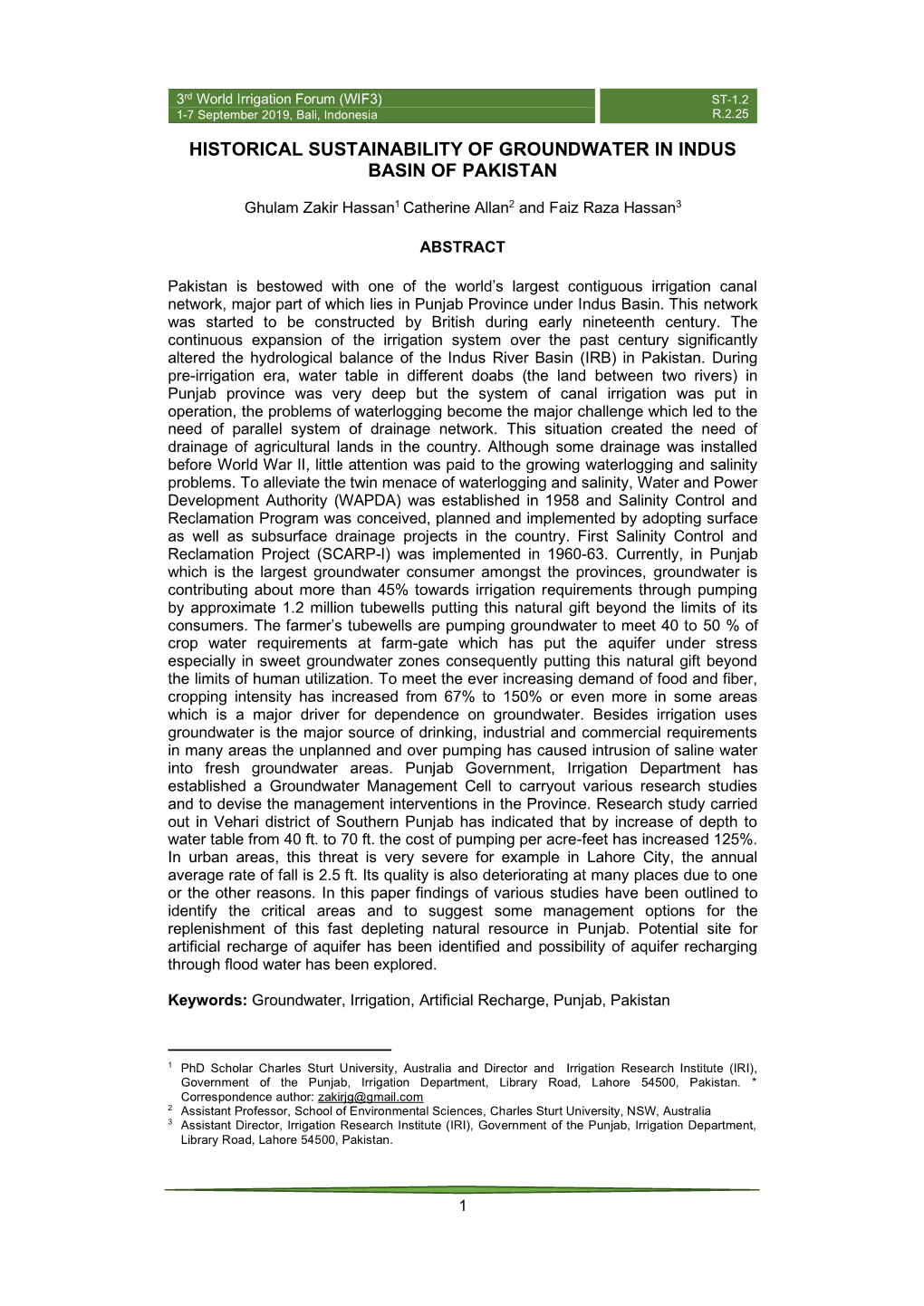 Historical Sustainability of Groundwater in Indus Basin of Pakistan