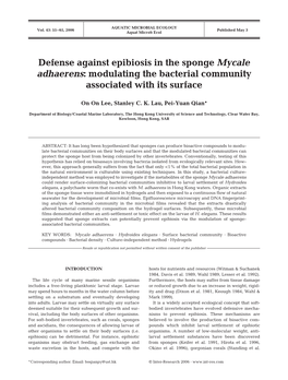 Defense Against Epibiosis in the Sponge Mycale Adhaerens: Modulating the Bacterial Community Associated with Its Surface