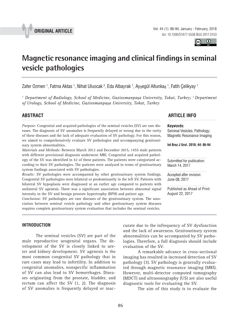 Magnetic Resonance Imaging and Clinical Findings in Seminal Vesicle Pathologies ______