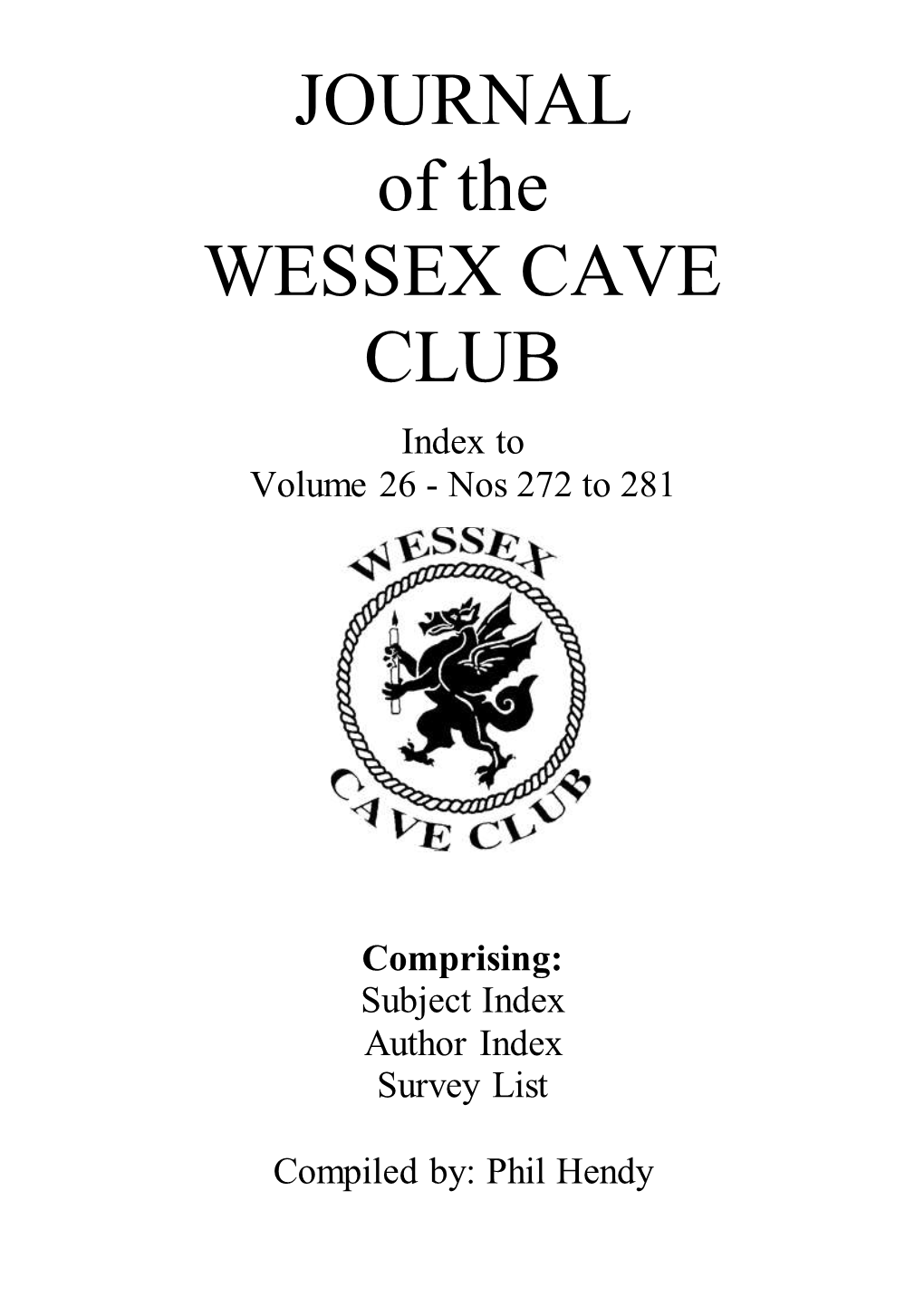 JOURNAL of the WESSEX CAVE CLUB