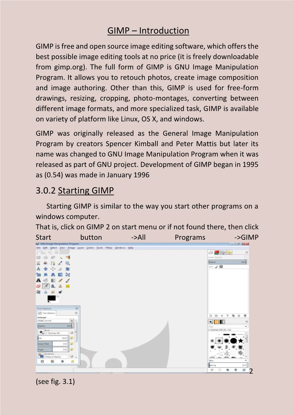 GIMP – Introduction 3.0.2 Starting GIMP