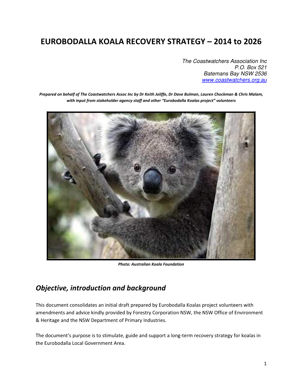 Final Eurobodalla Koala Recovery Strategy