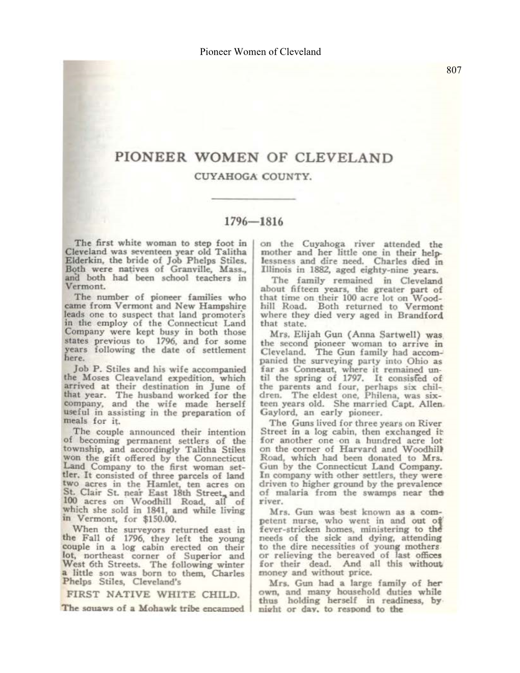 Pioneer Women of Cleveland 807