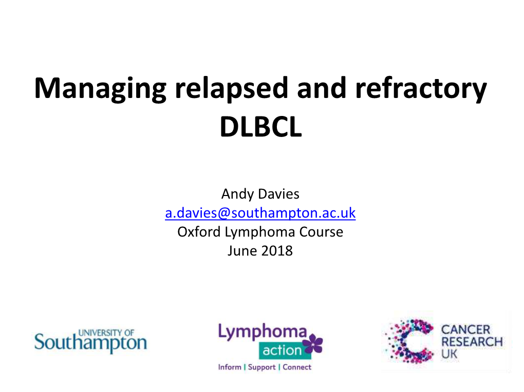 Managing Relapsed and Refractory DLBCL
