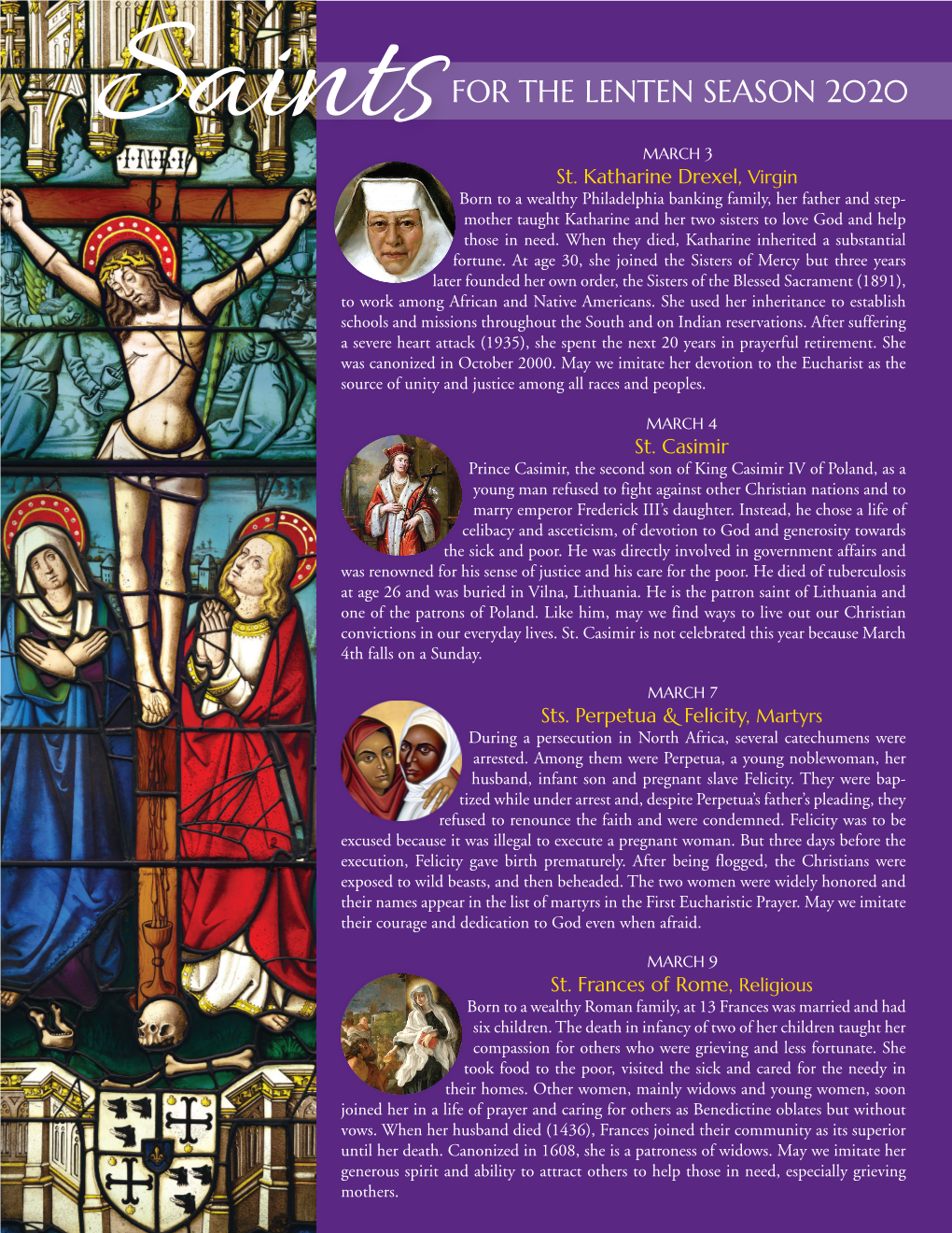 Saints for the Lenten Season 2020 © Copyright 2020 by All Saints Press