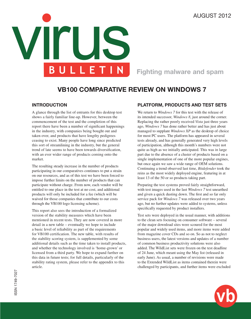 Fighting Malware and Spam VB100 COMPARATIVE REVIEW ON