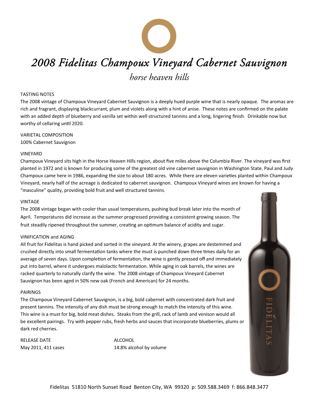 2008 Champoux Vineyard Cabernet Sauvignon