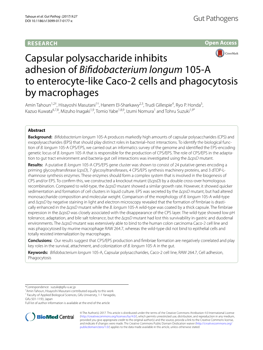 Bifidobacterium Longum 105-A Via Expression of a Catalase Doi:10.1021/Bm061081f