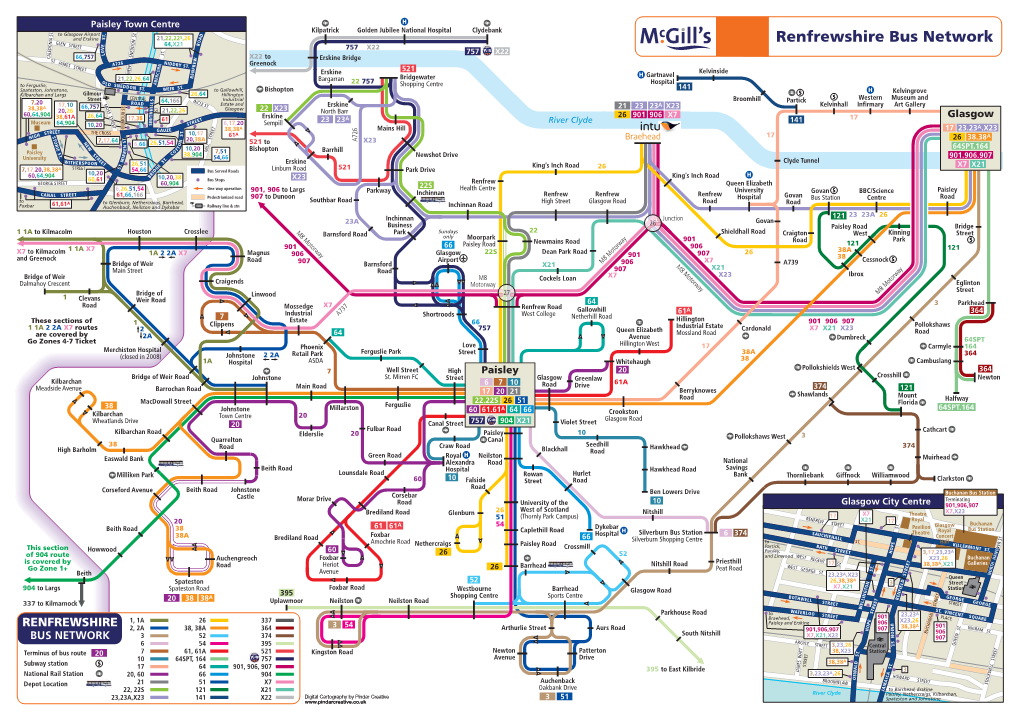 Renfrewshire Bus Network G on ST LEN R E O 64,X21 S TR D EET D V 757 X22