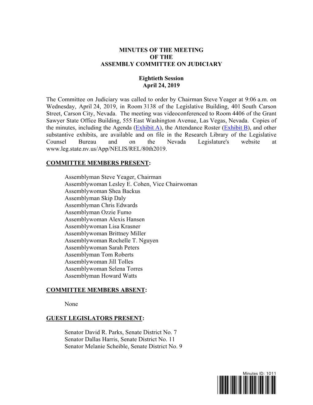 Assembly Assembly Committee on Judiciary-4/24