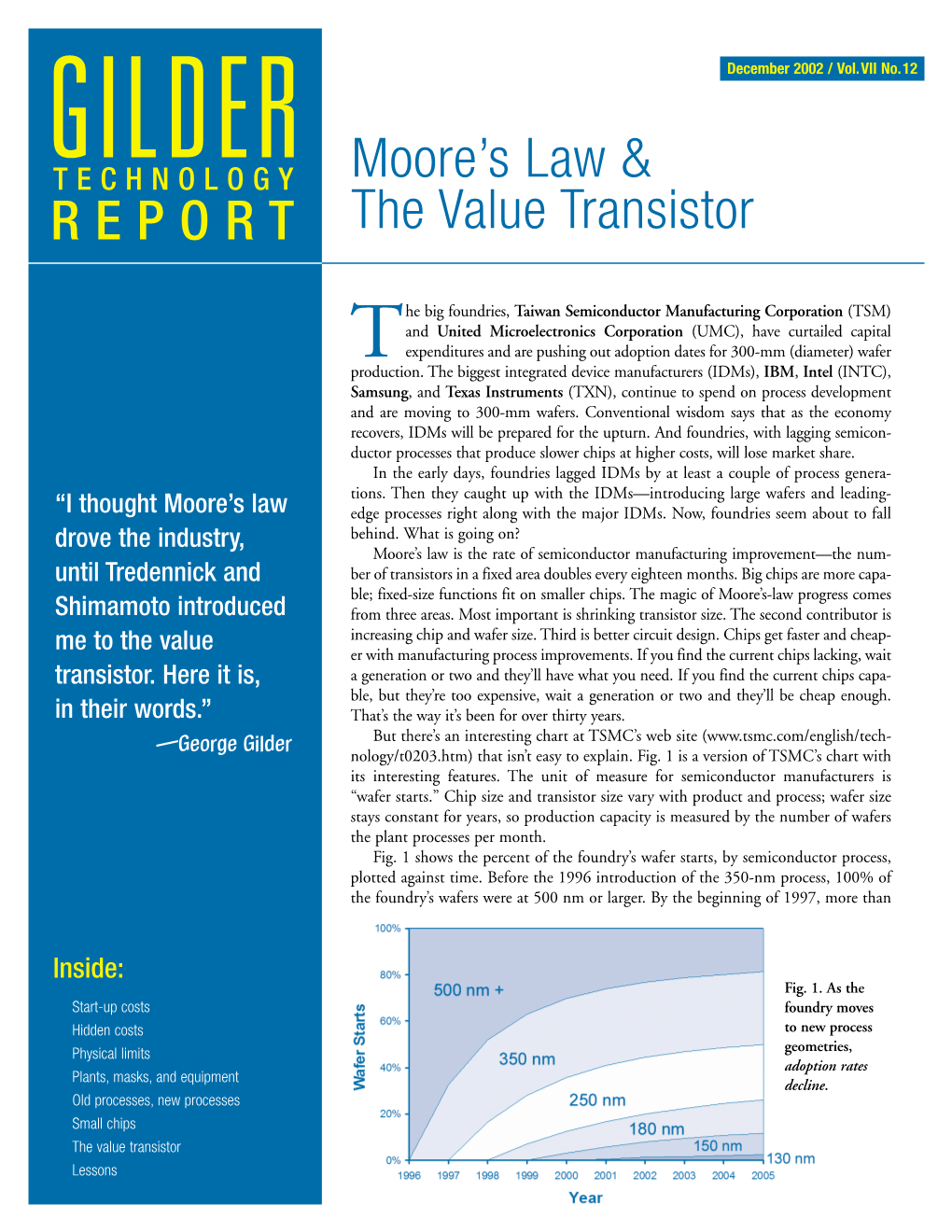 REPORT Moore's Law & the Value Transistor