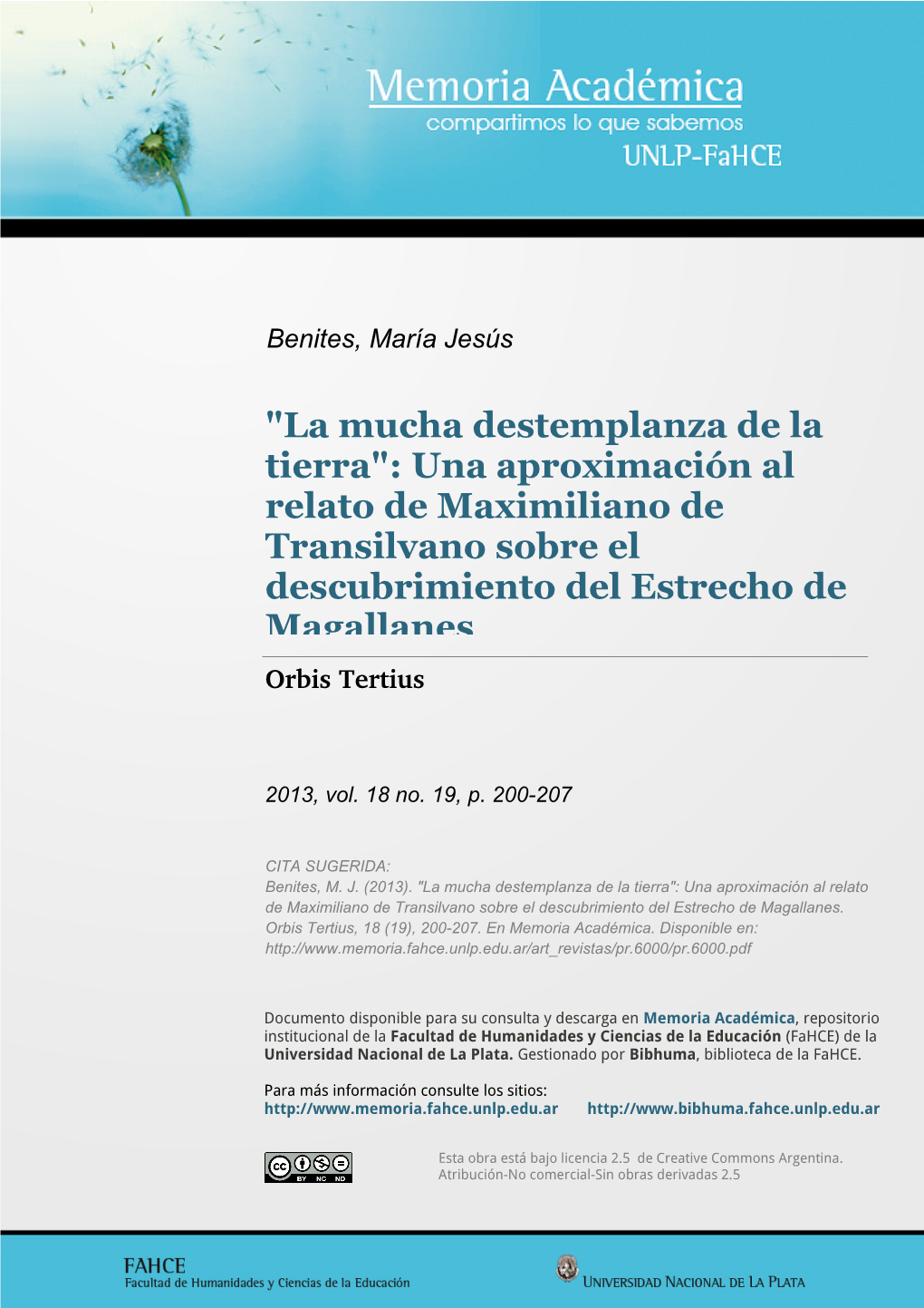 Una Aproximación Al Relato De Maximiliano De Transilvano Sobre El Descubrimiento Del Estrecho De Magallanes Orbis Tertius
