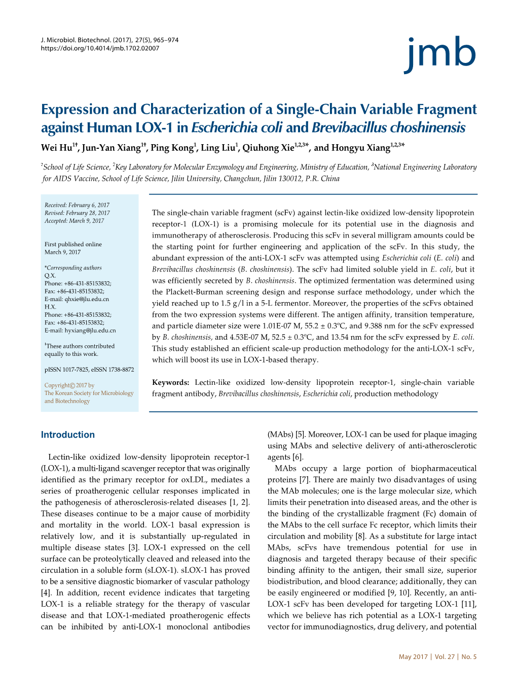 Expression and Characterization of a Single-Chain Variable Fragment