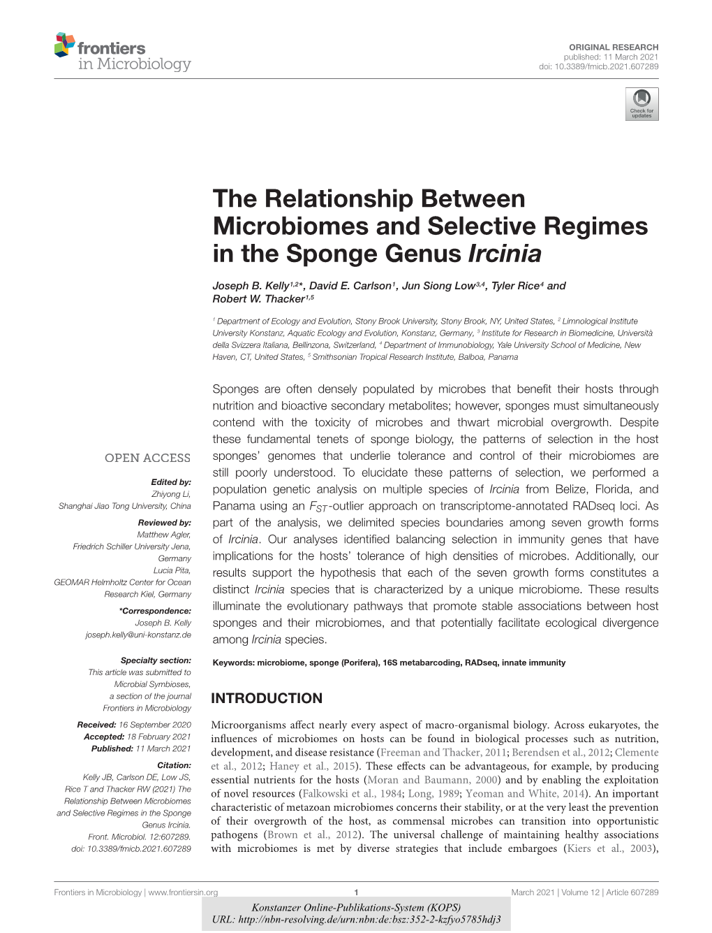 The Relationship Between Microbiomes and Selective Regimes in the Sponge Genus Ircinia