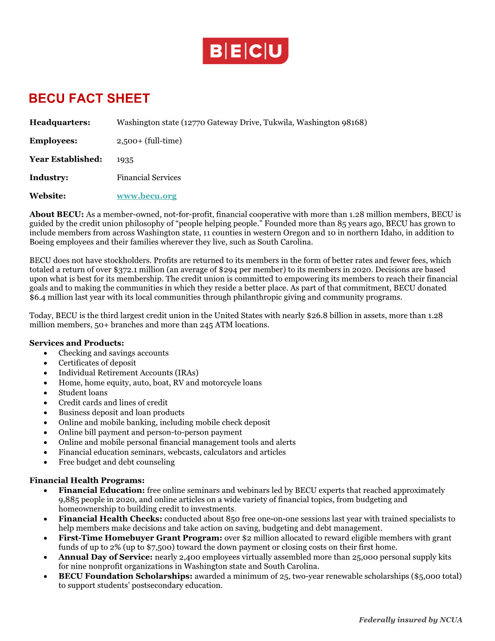 Becu Fact Sheet