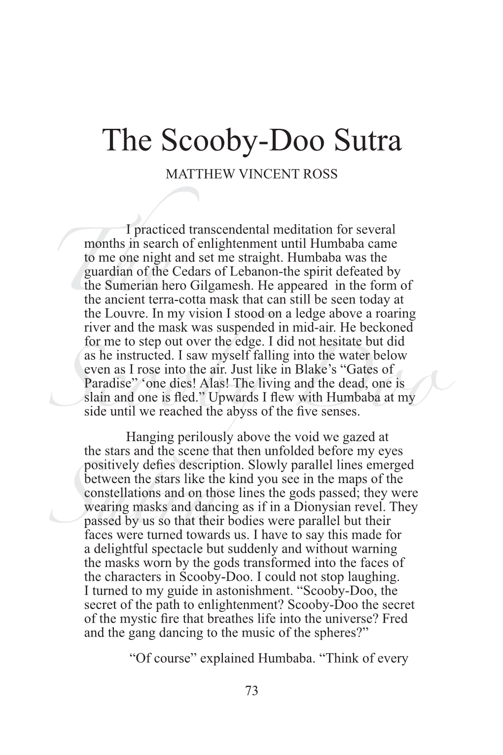 The Scooby-Doo Sutra MATTHEW VINCENT ROSS