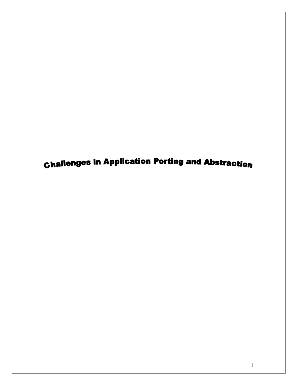 Challenges in Application Porting