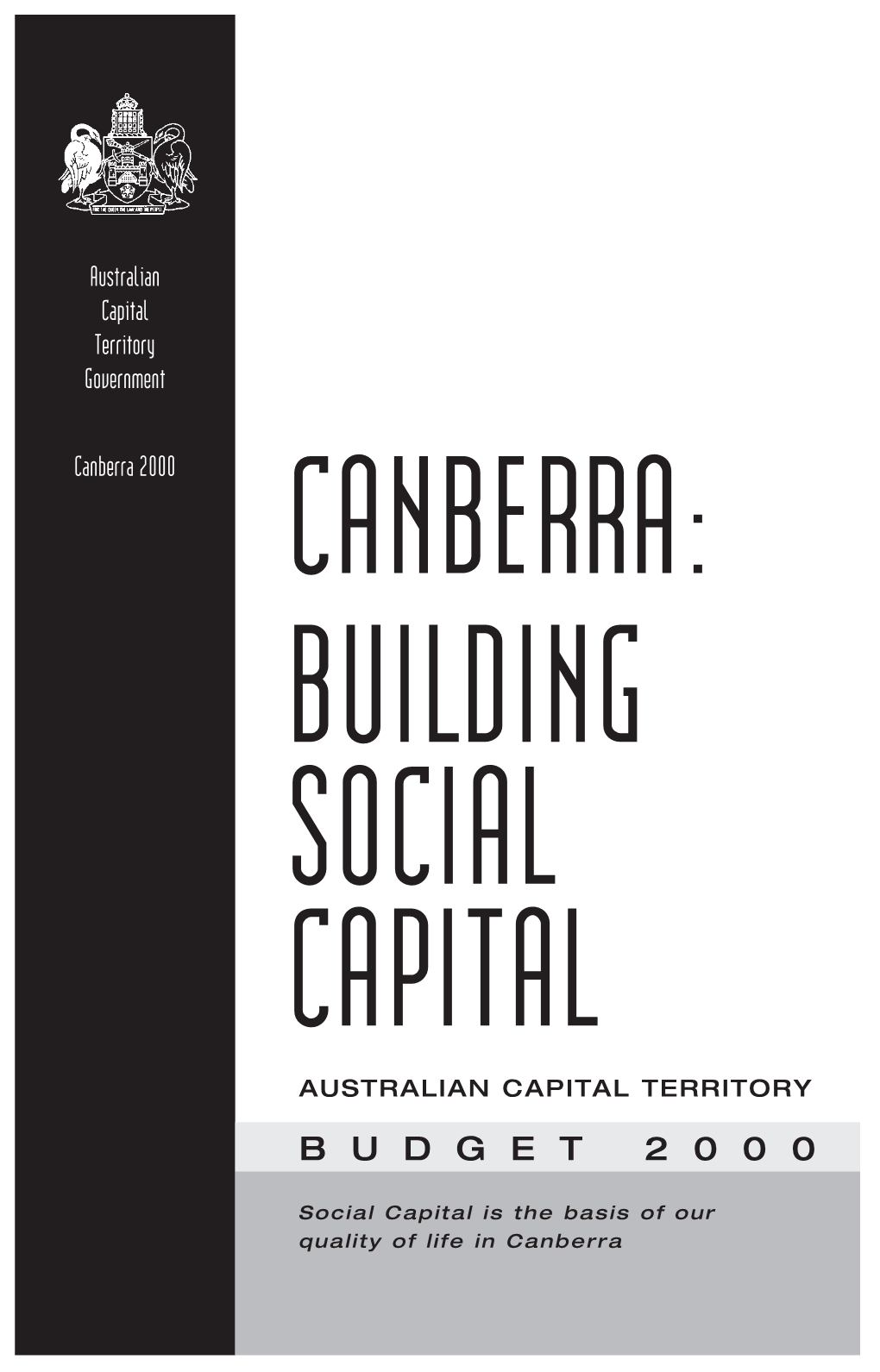 Canberra 2000 CANBERRA: BUILDING SOCIAL CAPITAL