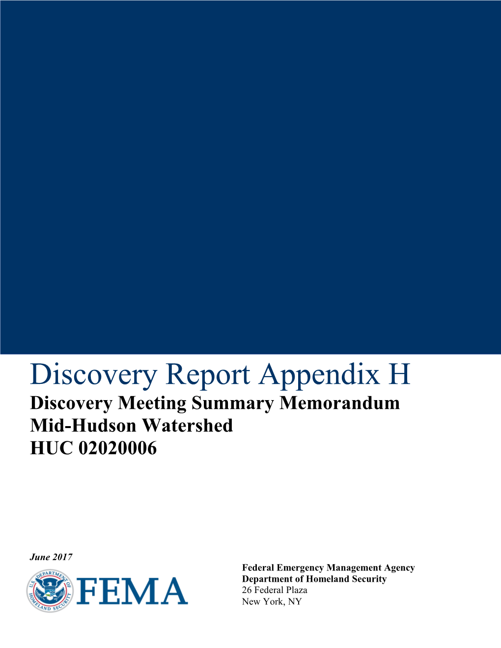 Discovery Report Appendix H Discovery Meeting Summary Memorandum Mid-Hudson Watershed HUC 02020006