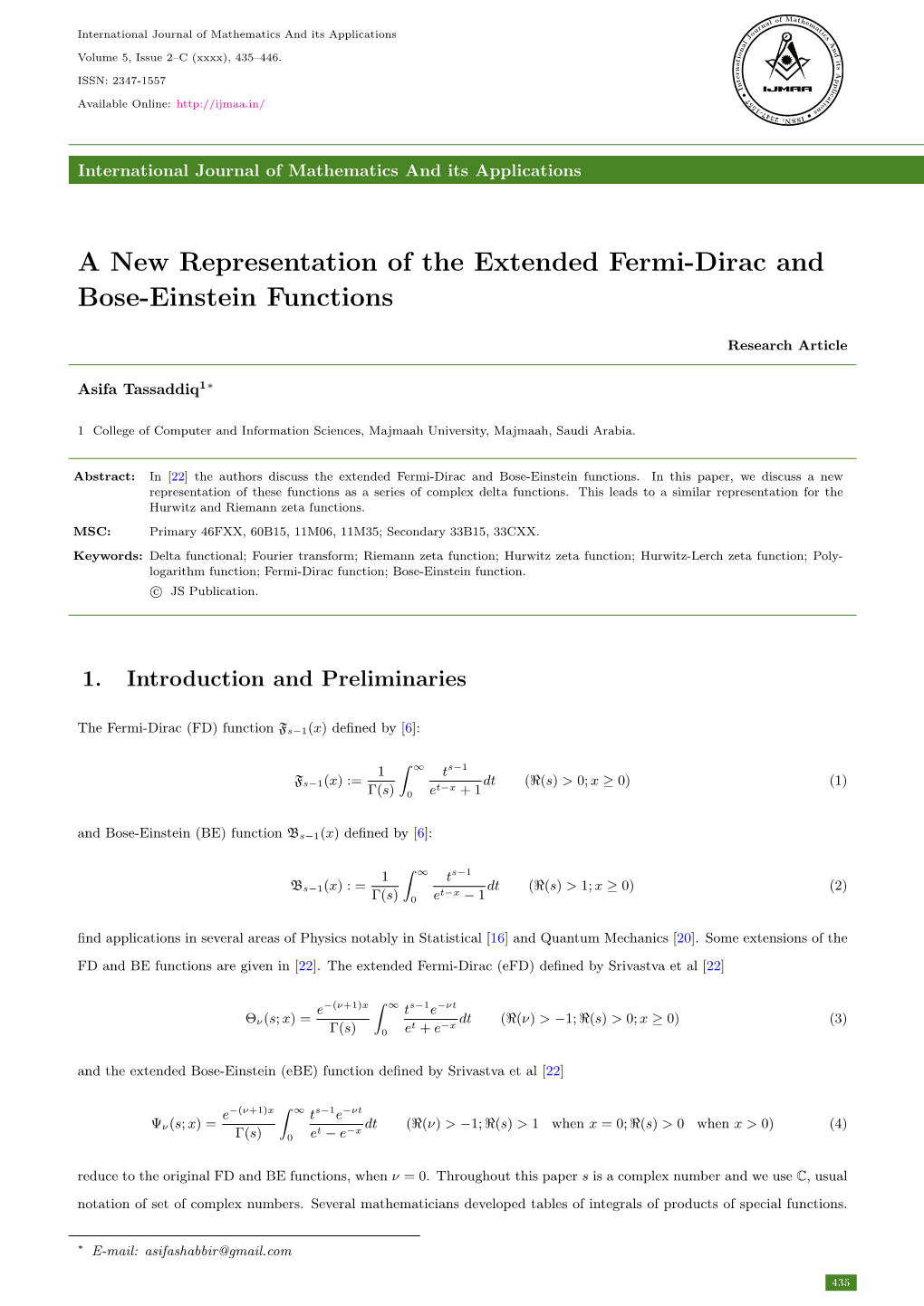 A New Representation of the Extended Fermi-Dirac and Bose-Einstein Functions