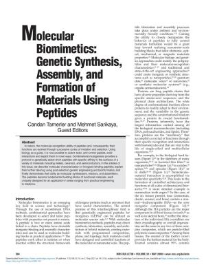 Molecular Biomimetics: Genetic Synthesis, Assembly, and Formation of Materials Using Peptides