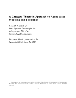 A Category-Theoretic Approach to Agent-Based Modeling and Simulation